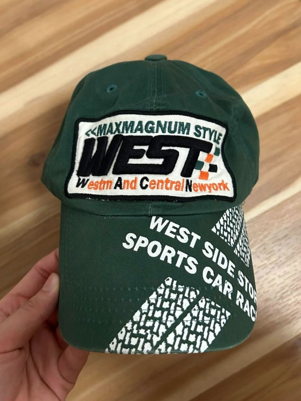 vintage green racing hat